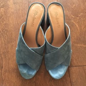 Madewell blue suede mules